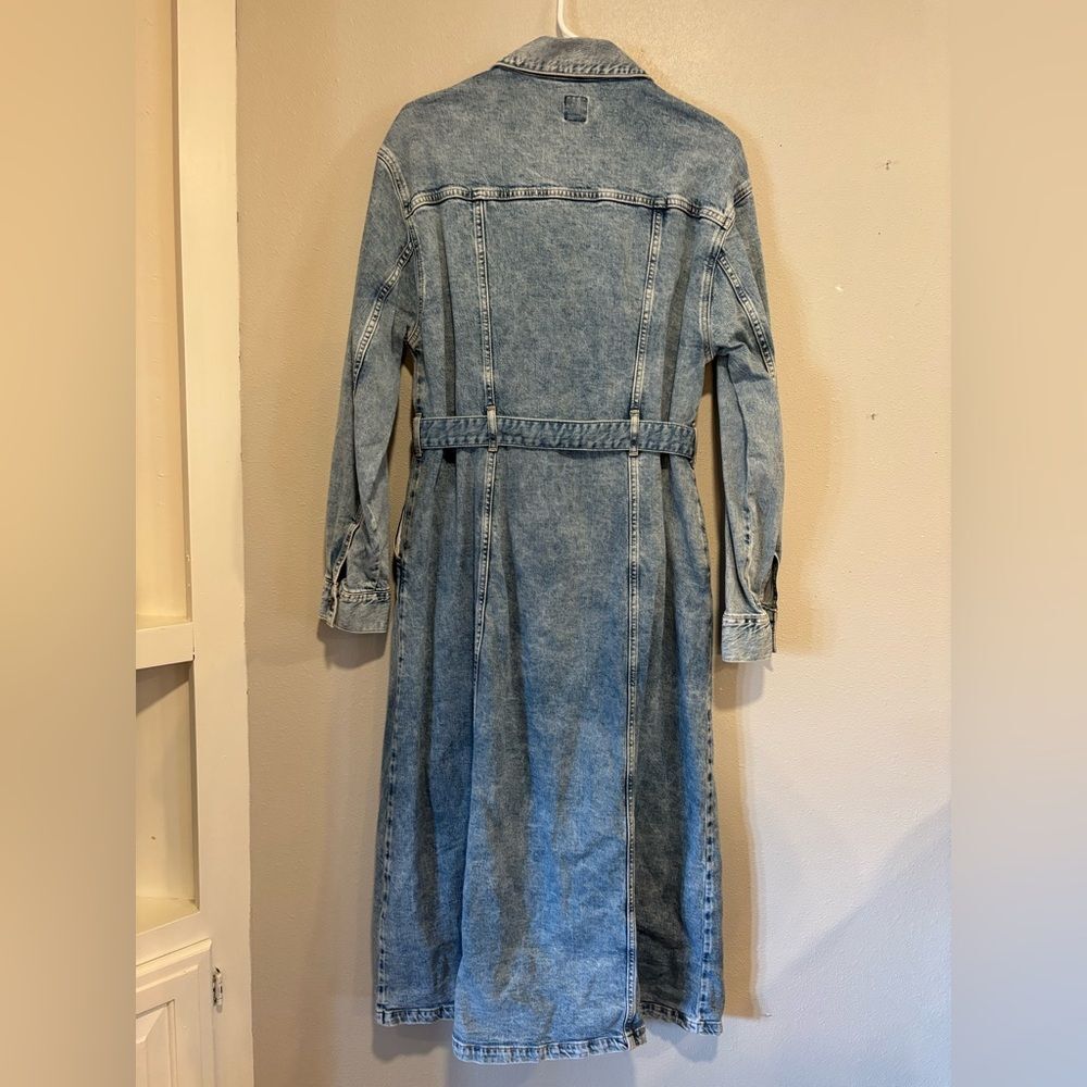GAP Denim Midi Dress Belted Button Front Acid Wash Long Sleeve Size M - Picture 8 of 8